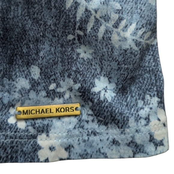 MICHAEL Michael Kors Blue Floral Cotton Cold Shoulder Short Sleeve Top Women's M - Picture 8 of 15